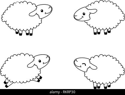 Cute Sheep Clipart for Coloring Page and Illustration. Happy Clip Art ...