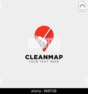 cleaning map location navigator logo template vector illustration icon element isolated - vector Stock Vector