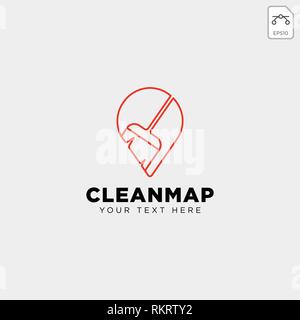 cleaning map location navigator logo template vector illustration icon element isolated - vector Stock Vector