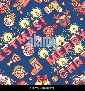vector christmas seamless pattern flat paper art Stock Vector
