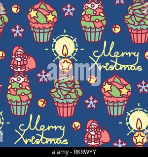 vector christmas seamless pattern flat paper art Stock Vector