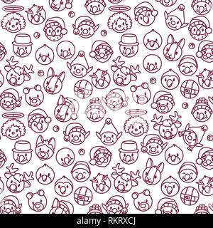 vector christmas seamless pattern line paper art Stock Vector