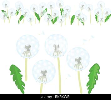 vector dandelion flowers cute icons big set Stock Vector