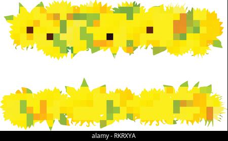 vector sunflower seeds head flower frame border Stock Vector