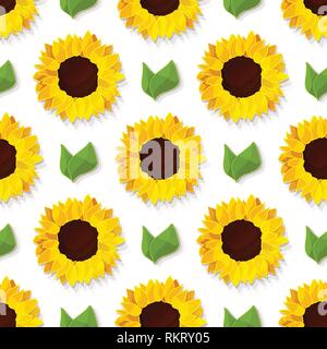 vector sunflower seed head flower seamless pattern Stock Vector