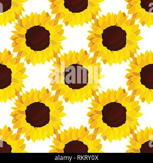 vector sunflower seed head flower seamless pattern Stock Vector