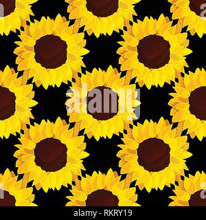 vector sunflower seed head flower seamless pattern Stock Vector