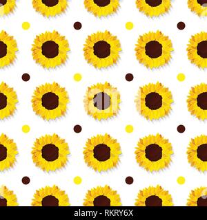 vector sunflower seed head flower seamless pattern Stock Vector
