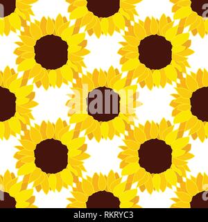 vector sunflower seed head flower seamless pattern Stock Vector