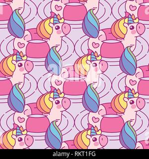 vector rainbow unicorn seamless pattern wall art Stock Vector