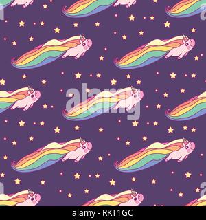 vector rainbow unicorn seamless pattern wall art Stock Vector