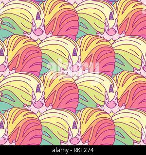 vector rainbow unicorn seamless pattern wall art Stock Vector