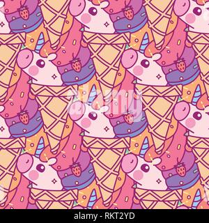 vector rainbow unicorn seamless pattern wall art Stock Vector