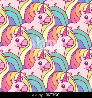 vector rainbow unicorn seamless pattern wall art Stock Vector