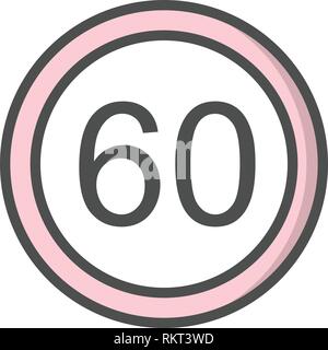 Vector Speed limit 60 Icon Sign Icon Vector Illustration For Personal And Commercial Use... Clean Look Trendy Icon... Stock Vector