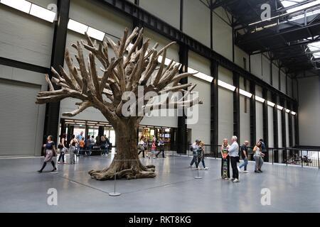 LONDON, UK - JULY 8, 2016: People visit Tate Modern Gallery in London, UK. The gallery is located in the Bankside area of the London Borough of Southw Stock Photo