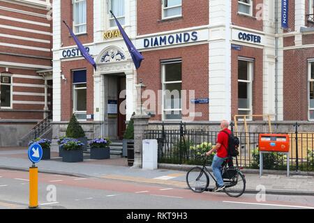 AMSTERDAM, NETHERLANDS - JULY 10, 2017: Diamond factory shop of Coster Diamonds in Amsterdam, Netherlands. Amsterdam has a long history of diamond tra Stock Photo