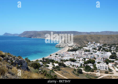 Agua Amarga is a beautiful Spanish resort town in the Cabo de Gata Natural Park in the Province of Almería, Andalucia. Stock Photo