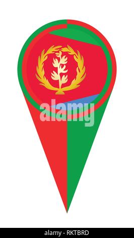 Eritrea map pointer pin icon location flag marker Stock Vector