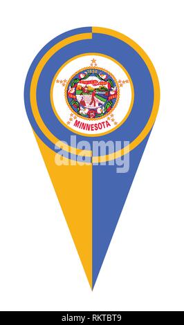 Minnesota map pointer pin icon location flag marker Stock Vector
