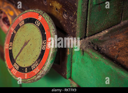 control panel of vintage metal processing machine Stock Photo