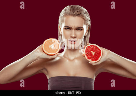 Model showing negative emotion participating in social campaign Stock Photo