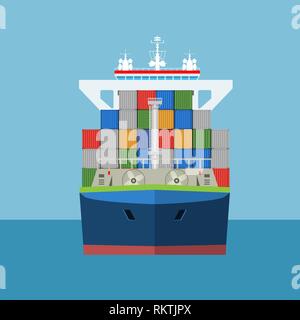 Empty Cargo Container ship with front and side view. Freight ...