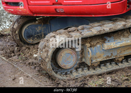 Construction site / Crawler tracks of a small excavator Stock Photo