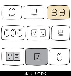 vector set of electric switch and plug Stock Vector