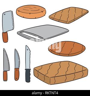 vector set of knife and chopping block Stock Vector
