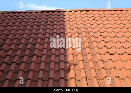 Roof tiles on the roof  Background of brick wall texture Stock Photo