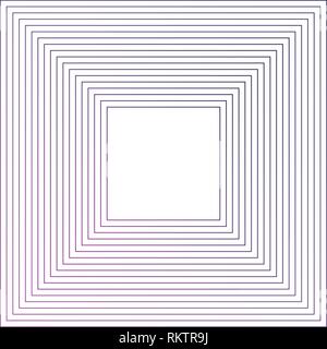 Concentric squares ,concentric abstract geometric pattern. Radial, square linear texture. Space in the center for your text Stock Vector
