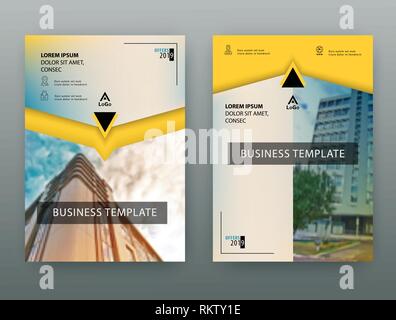 Yellow Business template. Flayer or advertising abstract background for delivery, energy business Stock Vector