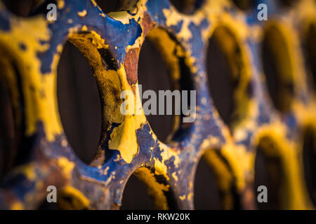 Rusty yelllow painted steel. Stock Photo