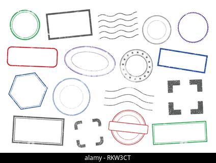 Vector illustration of different shapes of stamps frames Stock Vector