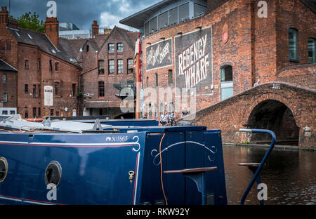 Regency Wharf at Gas Street Basin in central Birmingham. Stock Photo