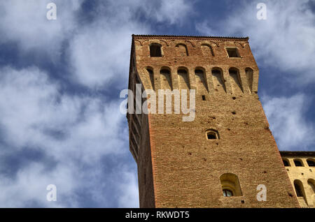 Vignola, Emilia Romagna, Italy. January 2019. Detail of one of the towers of the fortre Stock Photo