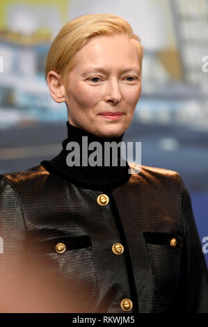 Berlin, Germany. 12th Feb, 2019. Tilda Swinton during the 'The Souvenir' press conference at the 69th Berlin International Film Festival/Berlinale 2019 at Hotel Grand Hyatt on February 12, 2019 in Berlin, Germany. Credit: Geisler-Fotopress GmbH/Alamy Live News Stock Photo