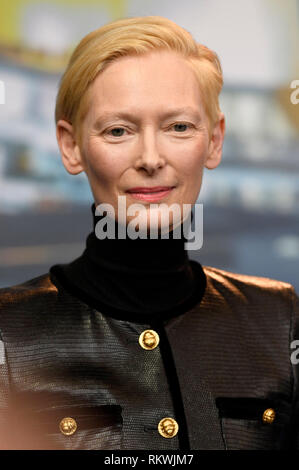 Berlin, Germany. 12th Feb, 2019. Tilda Swinton during the 'The Souvenir' press conference at the 69th Berlin International Film Festival/Berlinale 2019 at Hotel Grand Hyatt on February 12, 2019 in Berlin, Germany. Credit: Geisler-Fotopress GmbH/Alamy Live News Stock Photo