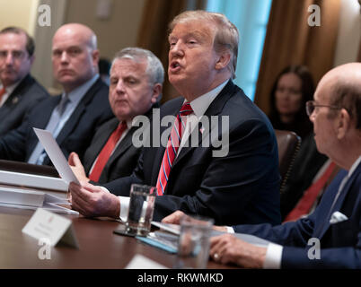 Washington DC, USA. 12th Feb, 2019. United States President Donald J. Trump participates in a Cabinet Meeting, February 12, 2019 at the White House in Washington, DC. Credit: Chris Kleponis/Pool via CNP /MediaPunch Credit: MediaPunch Inc/Alamy Live News Stock Photo