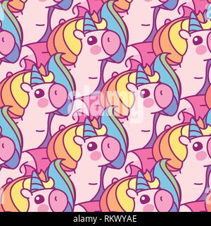 vector rainbow unicorn seamless pattern wall art Stock Vector