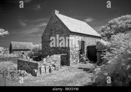 An Infrared Monochrome Image Of The Old Watermill On Alderney