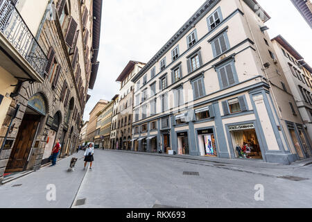 Firenze, Italy - August 31, 2018: Outside exterior of Dolce and Gabbana store building in Tuscany on Via degli Strozzi alley street in morning wide an Stock Photo