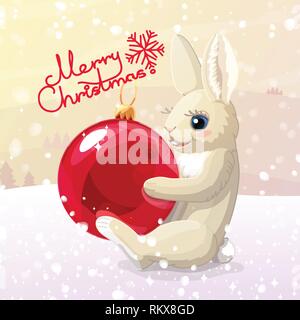 vector Merry Christmas Xmas cute winter postcard Stock Vector