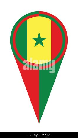 Senegal map pointer pin icon location flag marker Stock Vector