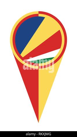 Seychelles map pointer pin icon location flag marker Stock Vector