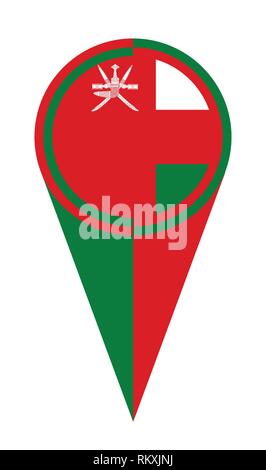 Oman map pointer pin icon location flag marker Stock Vector