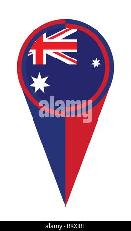 Australian map pointer pin icon location flag marker Stock Vector