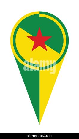 French Guiana map pointer pin icon location flag marker Stock Vector
