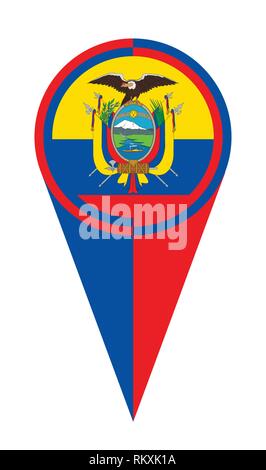 Ecuador map pointer pin icon location flag marker Stock Vector